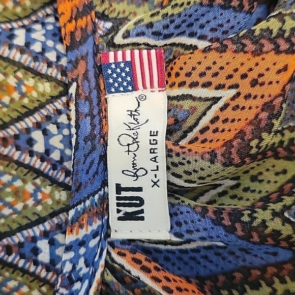 KUT FROM THE KLOTH Zigzag Rainbow Chiffon Button Down Tie Waist Festival Shirt - Picture 8 of 10